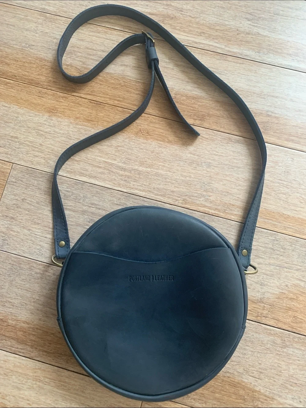 Portland Leather Blue Circle Crossbody Bag